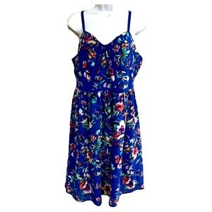 Nicole by Nicole Miller Blue Floral Spaghetti Strap Party Dress Women's Size 10